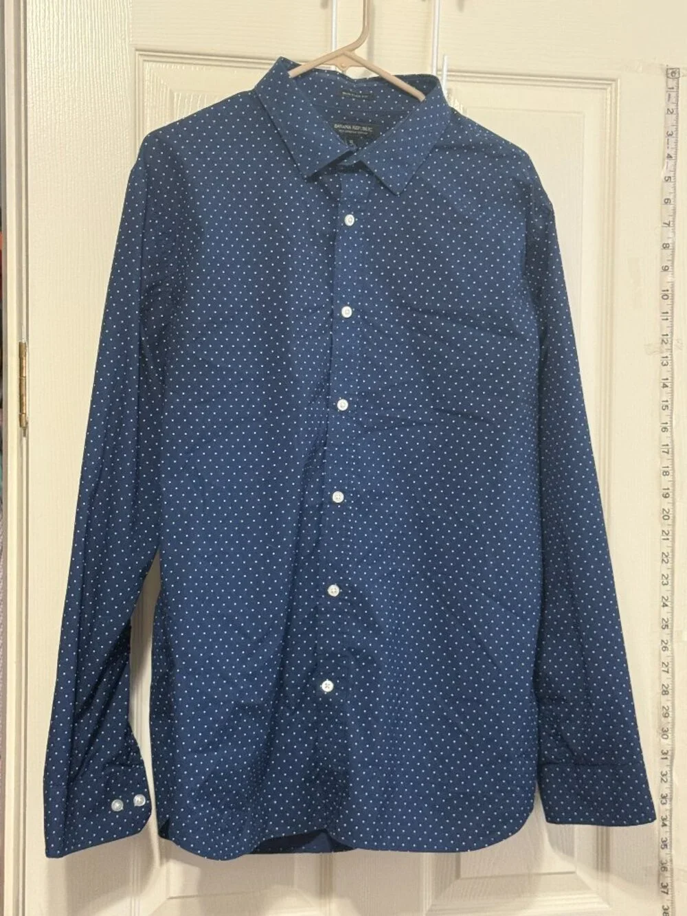 Banana Republic Men's Slim Flex Fit Button-Down Navy Micro Dot